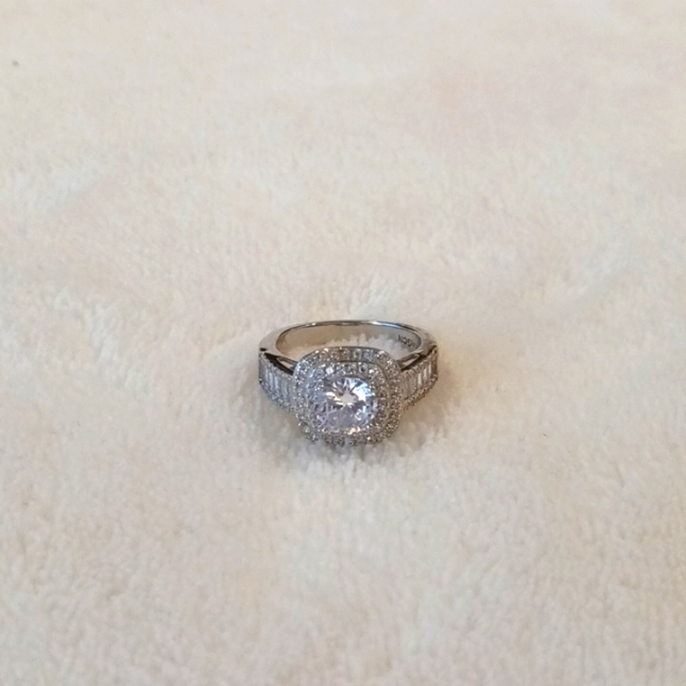 CZ Double Halo Engagement Ring